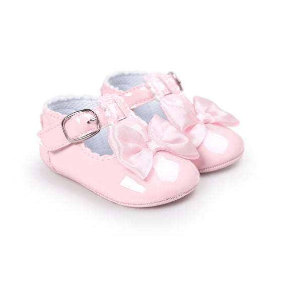 Baby Girls Pink Patent Bow Soft-Sole Mary Janes Size 1 0-6M