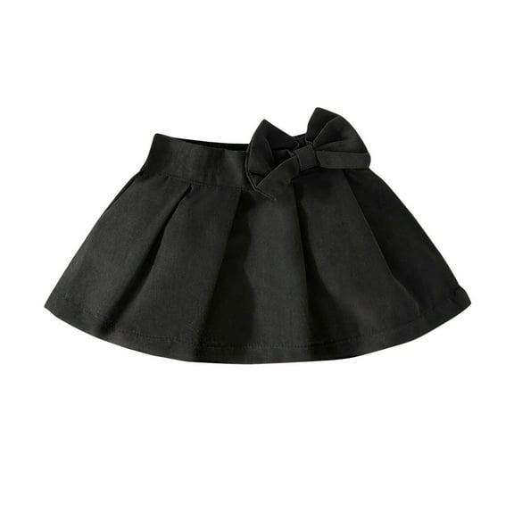 Baby Girls Pleated Skirt Cute Bow Short Dress Toddler Little Girls' Solid Color Ruched Skirts