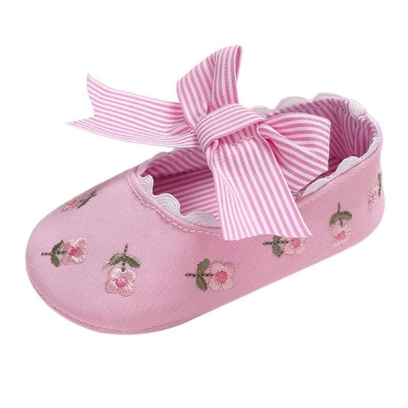 Baby Girls Princess Bowknot Embroidery Soft Sole Cloth Crib Shoes Sneaker