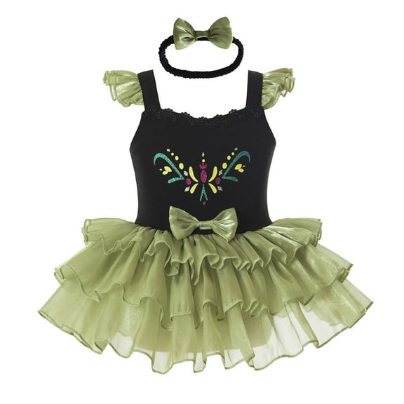 Baby Girls Princess Costume Snow Queen Romper Bodysuit Tutu Dress w/Headband Size for 6-9M