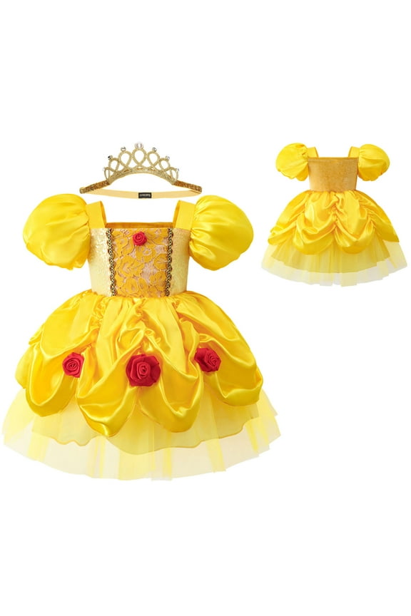 Baby Girls Princess Onesie Dress Halloween Birthday Bodysuit Outfit with Headband for 12-18M