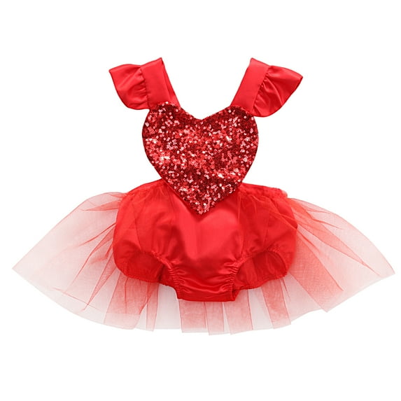 Baby Girls Princess Summer Toddler Baby Girls 0-3Y Romper Short Petal Sleeve Sequined Solid Backless Belt Lace Romper Dress