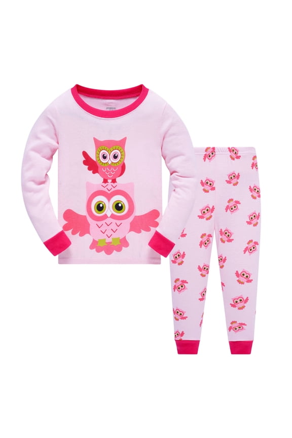 Baby Girls Pyjamas Owl Long Sleeve Sleepwear Toddler Winter 2 Piece Clothes Pink Nightwear Kids Cotton Pjs Sets 7T