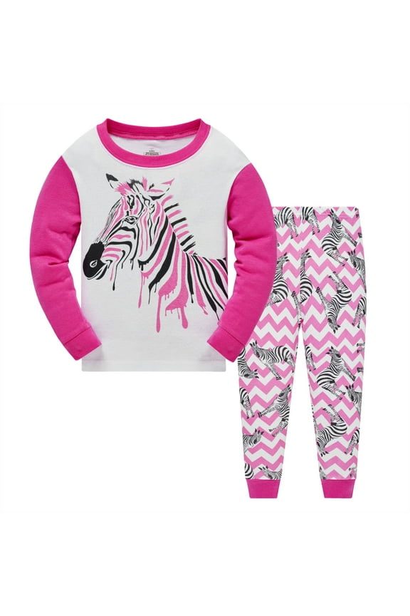 Baby Girls Pyjamas Zebra Long Sleeve Sleepwear Toddler Winter Clothes Nightwear Kids Cotton 2 Piece Pjs Sets 8T
