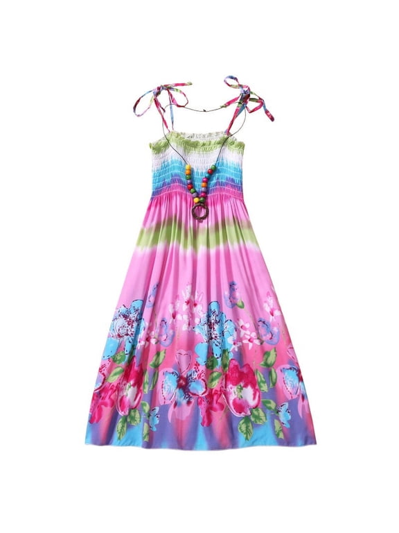 Baby Girls Rainbow Dress Toddler Princess Sleeveless Halter Beach Tutu Sundress