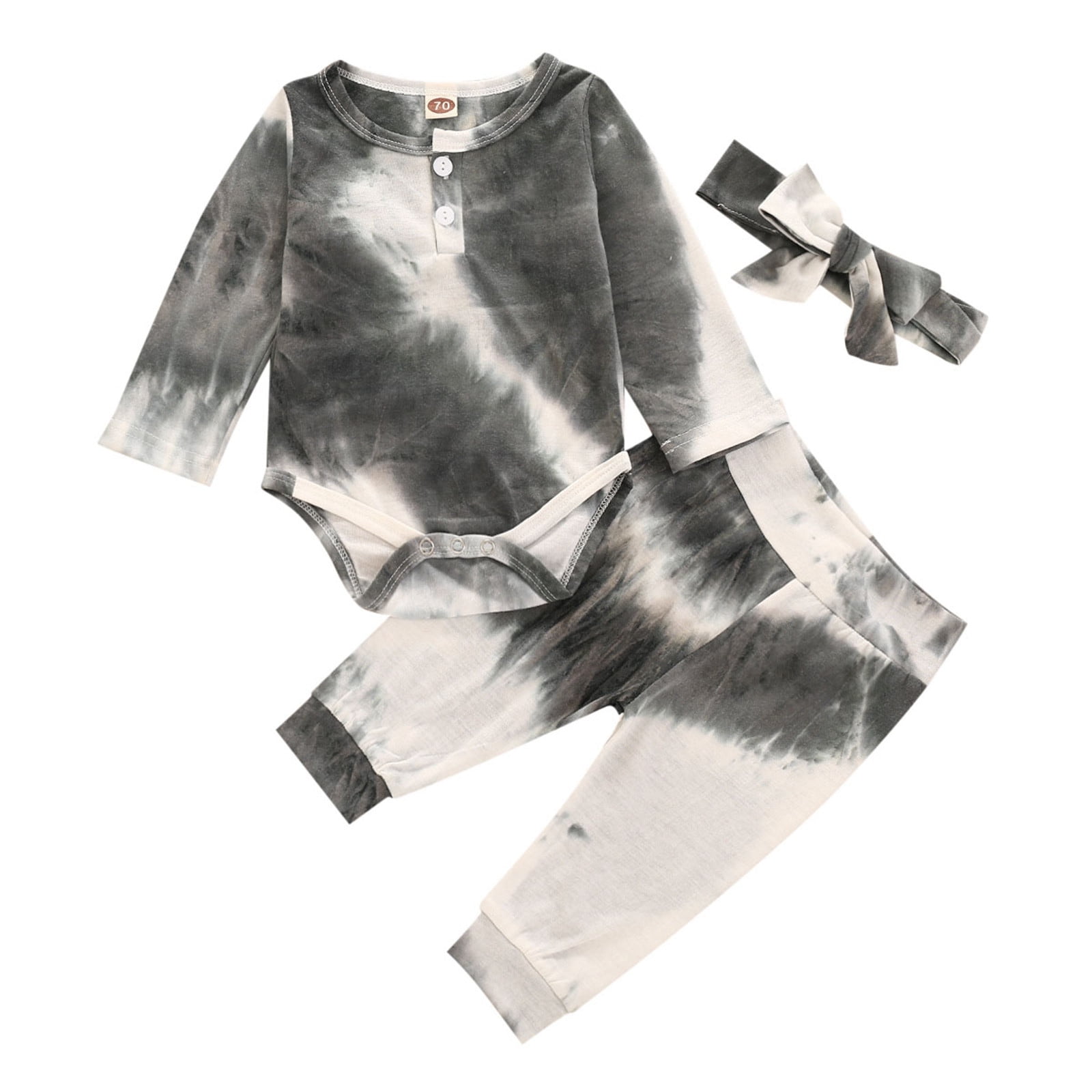 Baby Girls Rainbow Tie Dyed Romper Bodysuit And Pants Outfits Kids