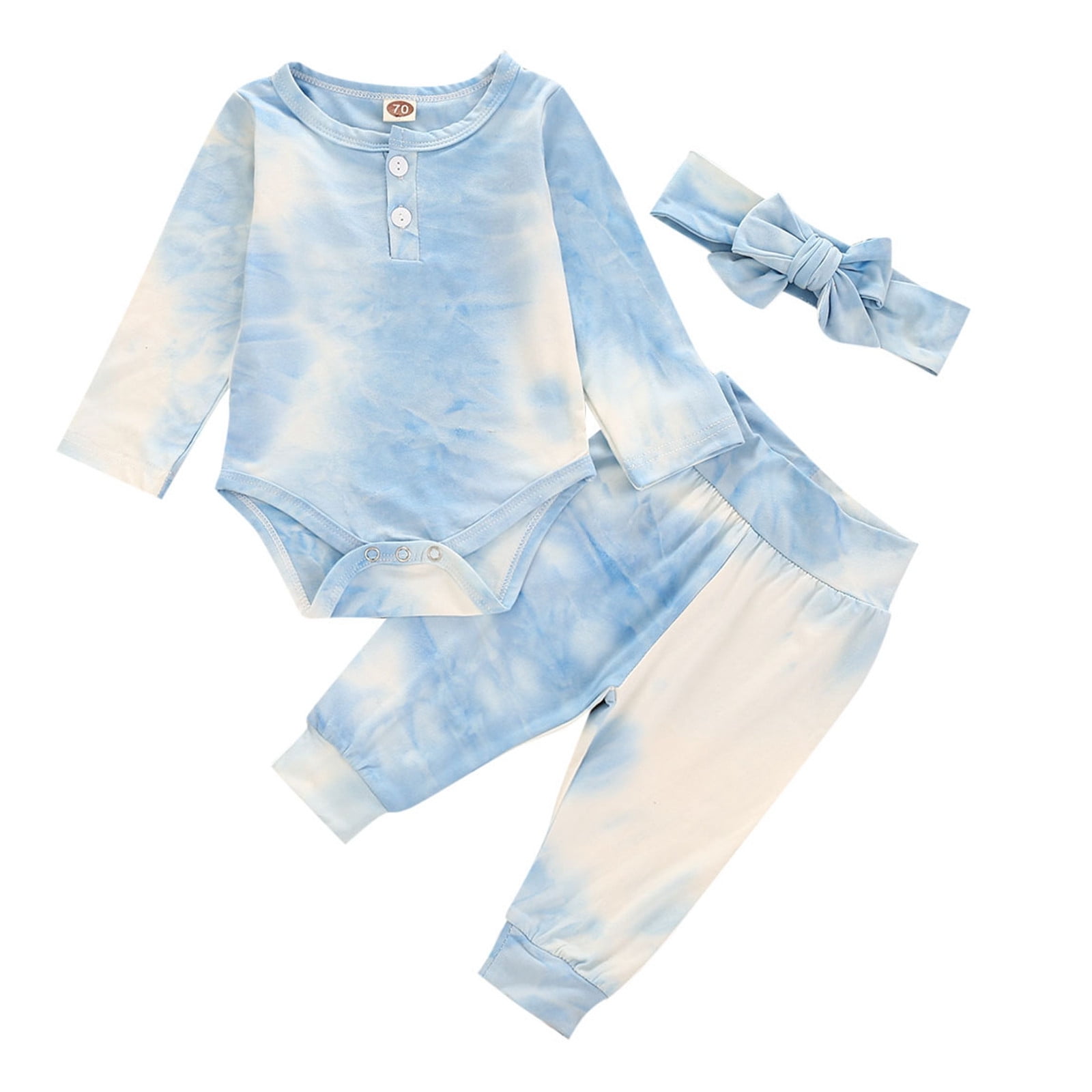Baby Girls Rainbow Tie Dyed Romper Bodysuit And Pants Outfits Kids