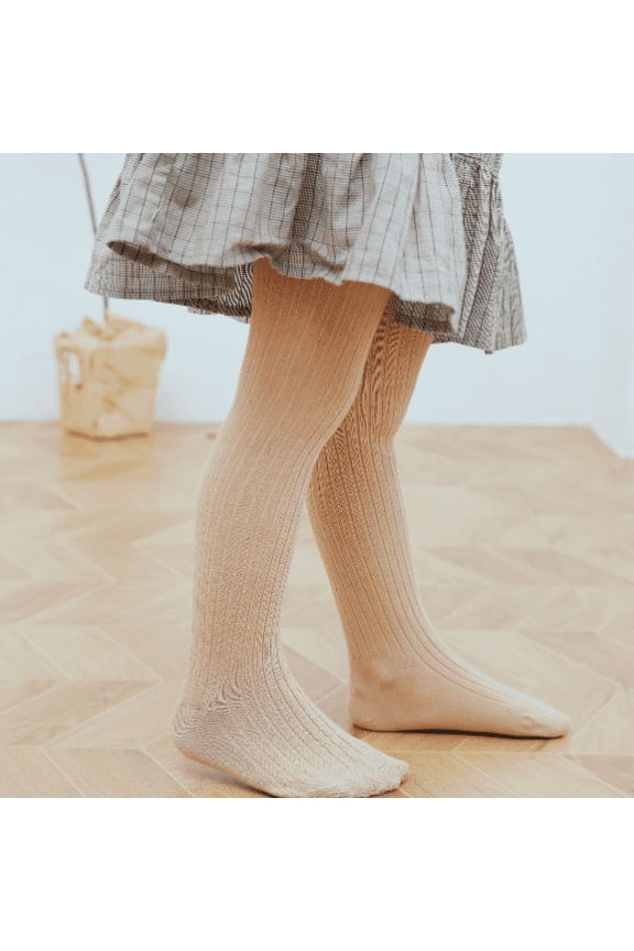 Baby Girls Ribbed Brown Cotton Tights 1-2T