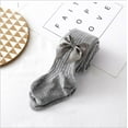 thumbnail image 1 of Baby Girls Ribbed Grey Gray Cotton Tights with Bow 0-6M, 1 of 1