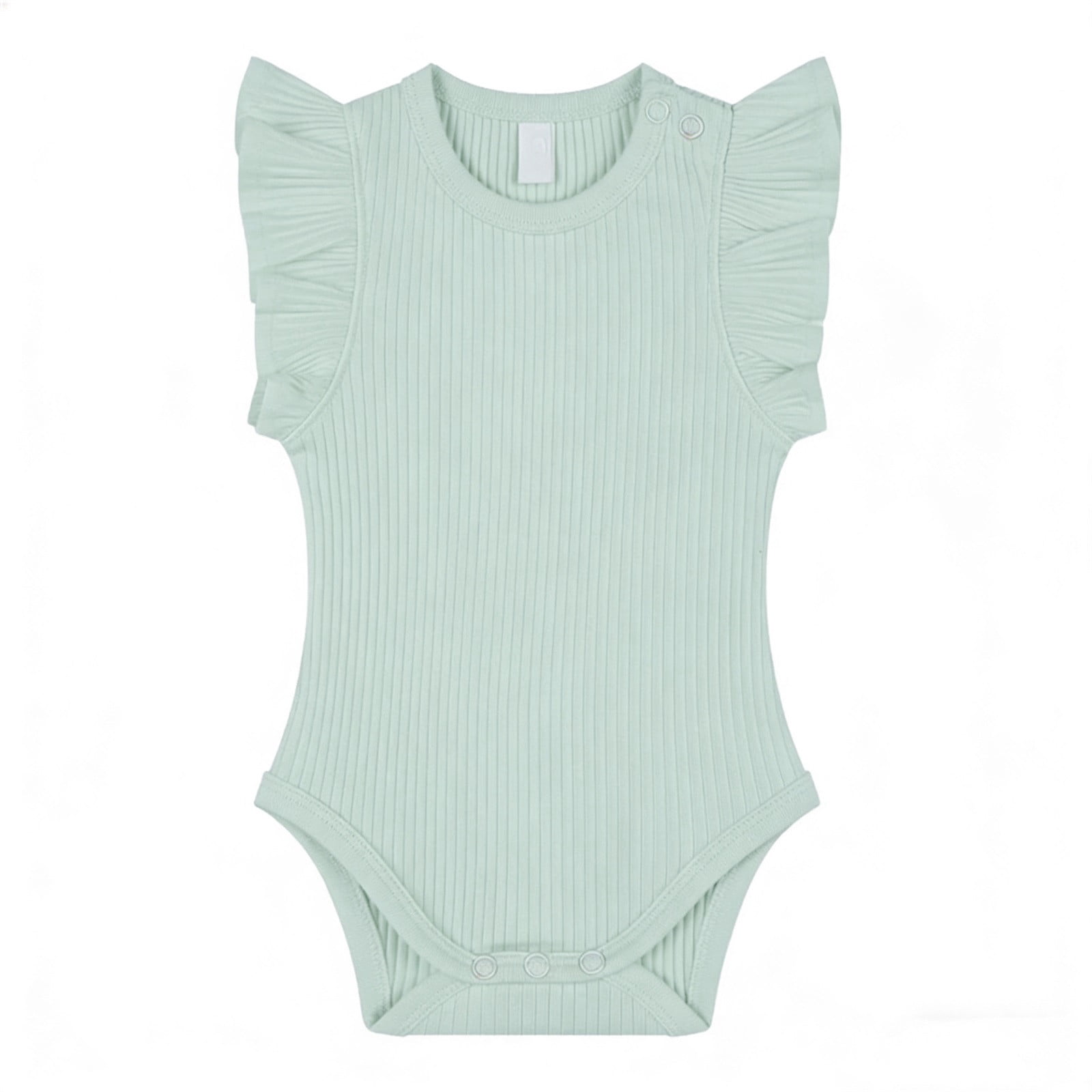 Baby Girls Ribbed Knit Bodysuits Summer Tank Style Sleeveless Rompers ...