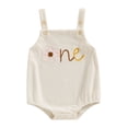 thumbnail image 1 of Baby Girls Romper Overalls Bodysuit Letter Flower Embroidery Buttons Straps Infant Jumpsuit Summer Clothes, 1 of 10