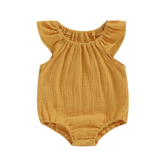 Baby Girls Romper, Sleeveless Off-shoulder Solid Infant Bodysuit Summer Clothes for Casual Daily