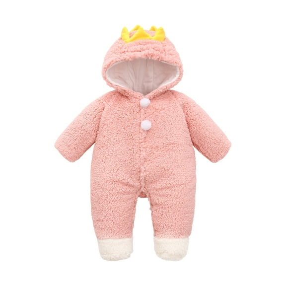 Baby Girls Romper Toddler Baby Boys Girls Color Cute Bear Ears Winter Thick Keep Warm Jumpsuit Romper New Casual Winter Jumpsuits Pinks 3-6 Months