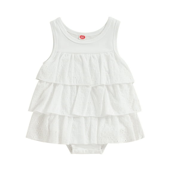 Baby Girls Rompers Dress Flower Embroidery Sleeveless Ruffles Skirt Hem Infant Bodysuits Summer Clothes