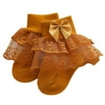 thumbnail image 1 of Baby Girls Ruffle Lace Socks, Super Soft Infant Ankle Socks with Bow, 1 of 3