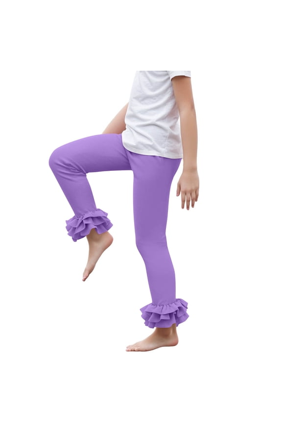 Baby Girls Ruffle Leggings Cotton Stretchy Tiered Frill Hem Skinny Pants for Birthday Party Holiday Gift Outfits, 3T-12Y