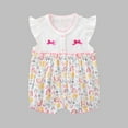 thumbnail image 1 of Baby Girls Ruffle Romper, Printed Short Sleeve Bodysuit, Cute One-Piece Summer Outfit | Akmoler,Pink 3 Months, 1 of 3