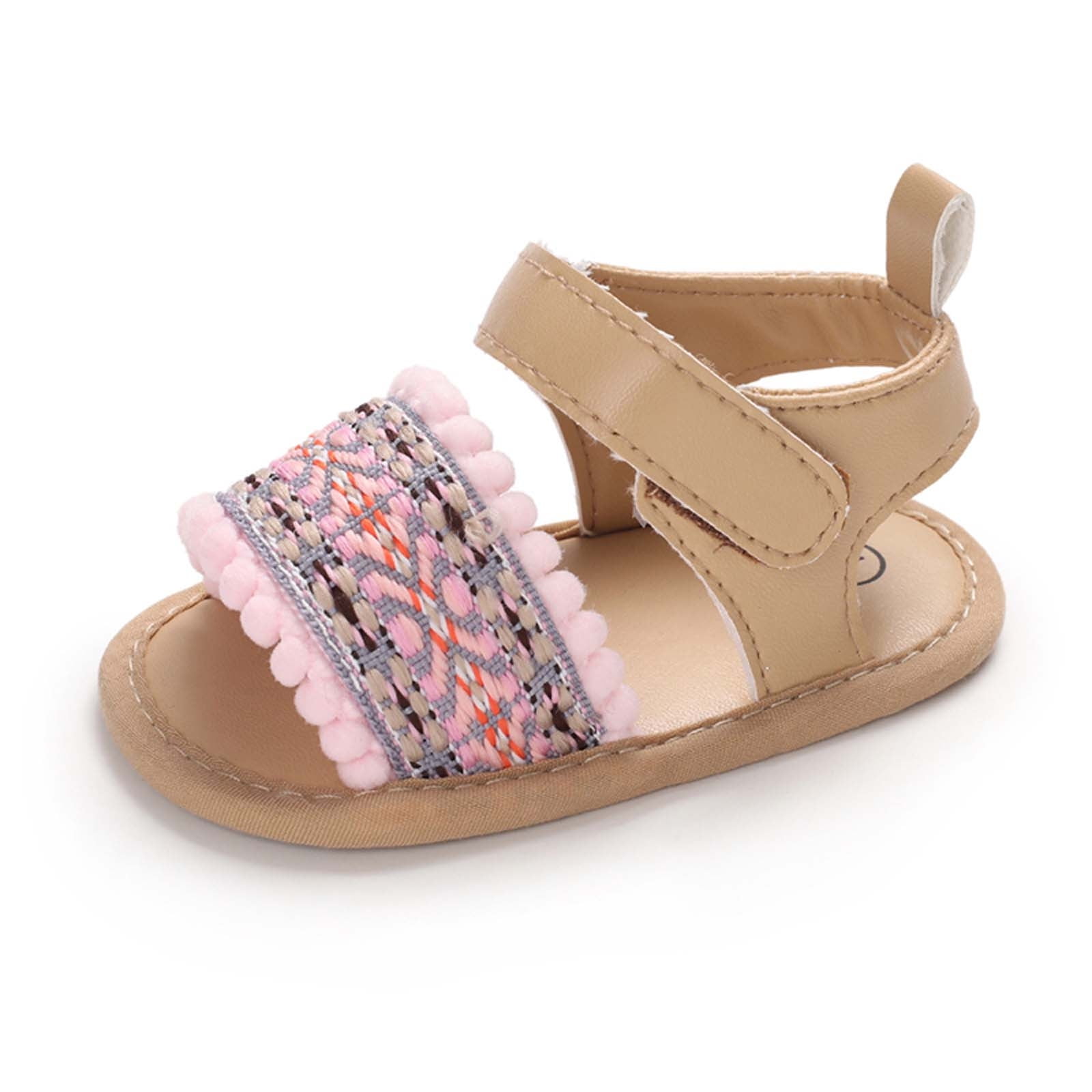 Baby Girls Sandal Summer Toddler Slipper Shoes 0 24 months Baby Girls Sandals Embroidered Flower Summer Flat Shoes Infant First Walkers Khaki 0 6