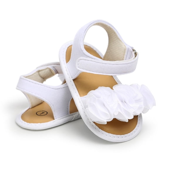 Baby Girls Sandals Bohemia Flower Bow Soft Sole Toddler First Walkers Beach Summer Shoes White 9-12 Months