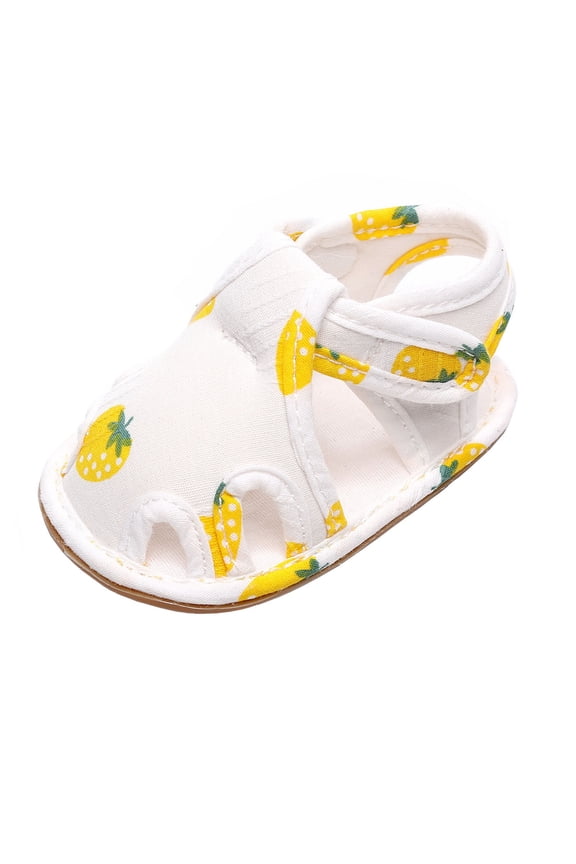 Baby Girls Sandals Strawberry Print Soft Sole Flat First Walkers Shoes Summer Lightweight Footbed Sandals