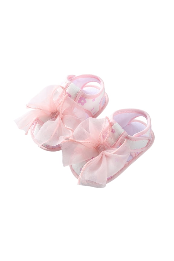 Baby Girls Sandals Summer Shoes Outdoor First Walker for Newborn Toddler Girls Crib Cute Bow Knot Shoes with Headband 0-18 M