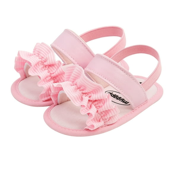 Baby Girls' Sandals Tassel Flowers Fish Mouth Open Toe Soft Sole Princess Shoes for Girls Size 6-12 Months