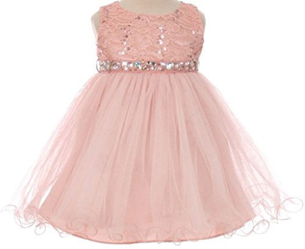 Baby Girls Sequin Stone Lace Shiny Tulle Easter Infant Flowers Girls Dresses Blush L (M3B4K0) - image 1 of 2