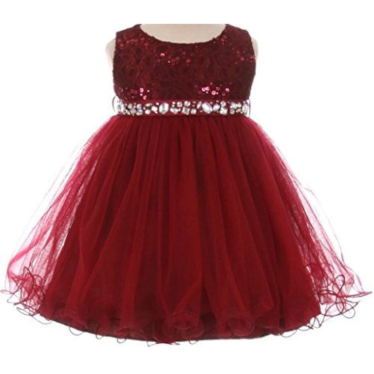 Baby Girls Sequin Stone Lace Shiny Tulle Easter Infant Flowers Girls Dresses  Burgundy L (M3B4K0) - Walmart.com