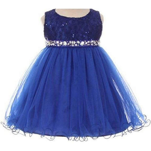 Baby Girls Sequin Stone Lace Shiny Tulle Easter Infant Flowers Girls Dresses Royal M (M3B4K0)