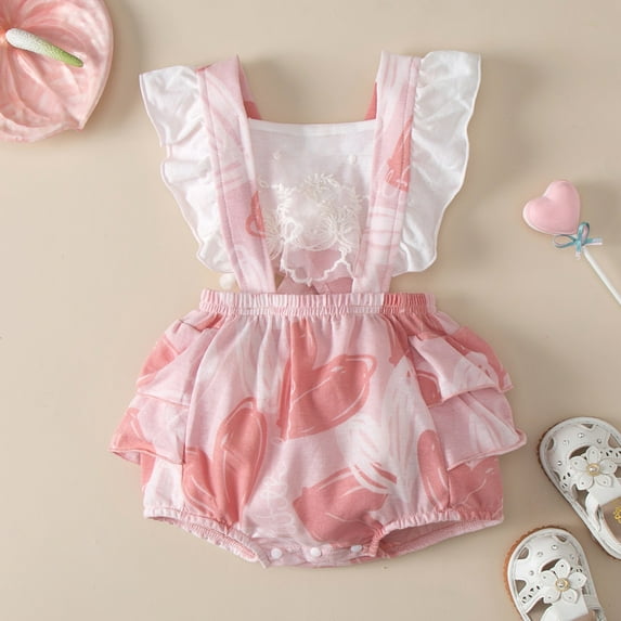 Baby Girls Sets Clothing Ruched Ruffles Floral Print Casual Jumpsuits & Rompers Clothes Streetwear