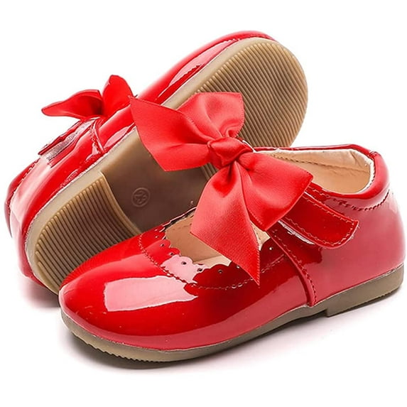 Baby Girls Shoes Mary Jane Flats Bowknot Non-Slip Toddler Girl Dress Shoes First Walkers Princess Wedding Shoes