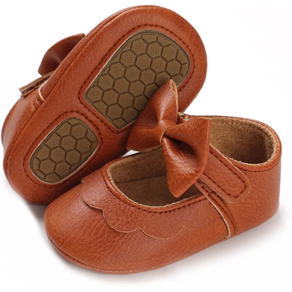 Baby Girls Shoes Mary Jane Flats Shoes Anti-Slip Soft Rubber Sole Toddler First Walkers Princess Dress Shoes