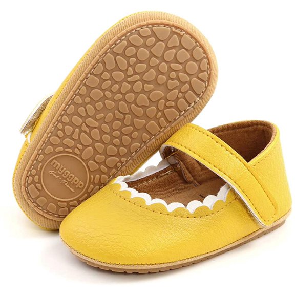 Baby Girls Shoes Mary Jane Flats Shoes Anti-Slip Soft Rubber Sole Toddler First Walkers Princess Dress Shoes