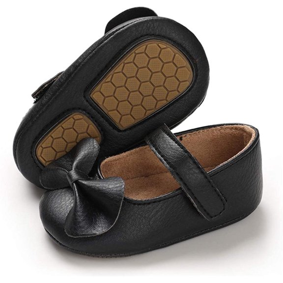 Baby Girls Shoes Mary Jane Flats Shoes Anti-Slip Soft Rubber Sole Toddler First Walkers Princess Dress Shoes