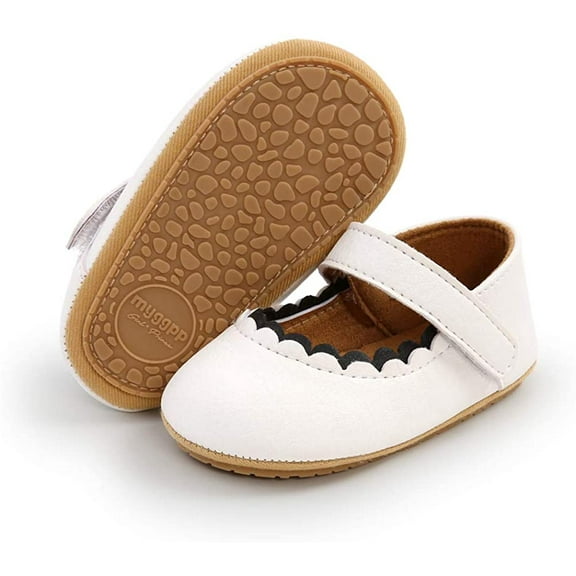 Baby Girls Shoes Mary Jane Flats Shoes Anti-Slip Soft Rubber Sole Toddler First Walkers Princess Dress Shoes