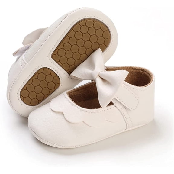 Baby Girls Shoes Mary Jane Flats Shoes Anti-Slip Soft Rubber Sole Toddler First Walkers Princess Dress Shoes