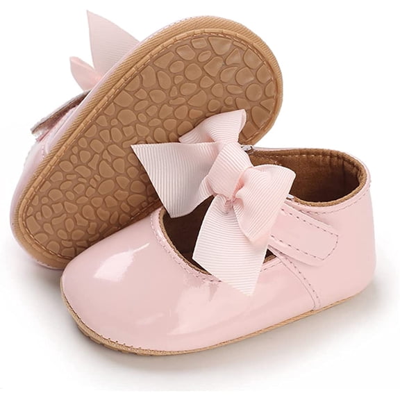 Baby Girls Shoes Mary Jane Flats Shoes Anti-Slip Soft Rubber Sole Toddler First Walkers Princess Dress Shoes