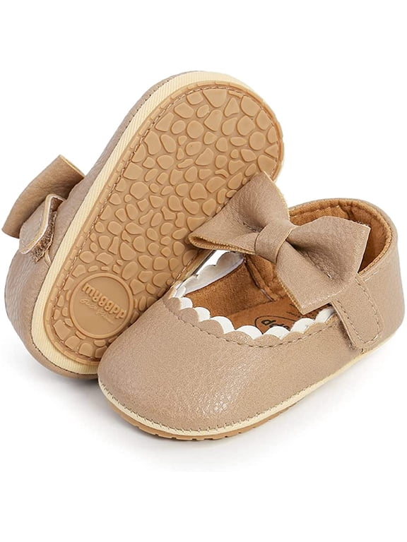 Baby Girls Shoes Mary Jane Flats Shoes Anti-Slip Soft Rubber Sole Toddler First Walkers Princess Dress Shoes