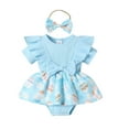thumbnail image 1 of Baby Girls Short Sleeve Easter Blue Romper and Headband, 1 of 8