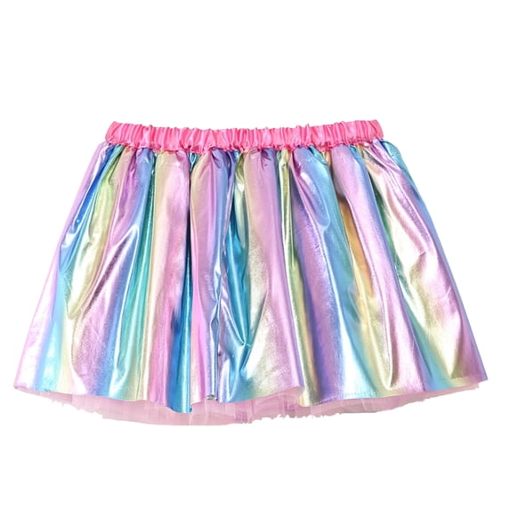 Baby Girls Skirts Metallic Elastic Waist Rainbow Short Skirt Girl's Cute Casual Skirt