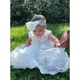 thumbnail image 1 of Baby Girls Sleeveless Baptism Dress Christening Gown with Bonnet and Bow Headband 18M Complete Set, 1 of 2