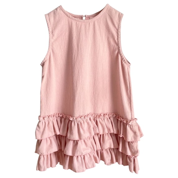 Baby Girls Sleeveless Dress Children's Cotton And Linen Lace Vest Princess Little Fashion Children Dresses Casual Little Girl Dress for 4-5 Years