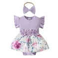 thumbnail image 1 of Baby Girls Sleeveless Ribbed Floral Applique Dress Summer Casual Romper With Textured Fabric Soft Dailywear 3-6 Months, 1 of 9