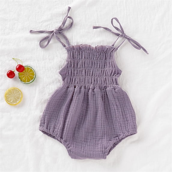 Baby Girls Sleeveless Solid Romper Sling Backless Jumpsuit Outfits Outfits for Baby Girl Girls Jumpsuits and Rompers 7-16 Girl Preemie Dresses 9 Months Baby Girl Dress 2t Summer Girl Clothes