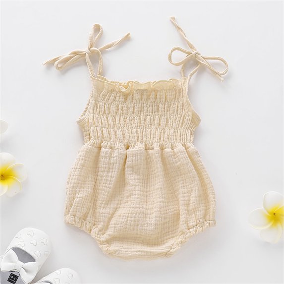 Baby Girls Sleeveless Solid Romper Sling Backless Jumpsuit Outfits Outfits for Baby Girl Girls Jumpsuits and Rompers 7-16 Girl Preemie Dresses 9 Months Baby Girl Dress 2t Summer Girl Clothes