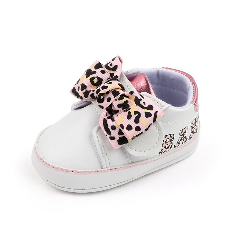 Baby Girls Sneaker, Infant Non-slip Bow Letters Leopard Print