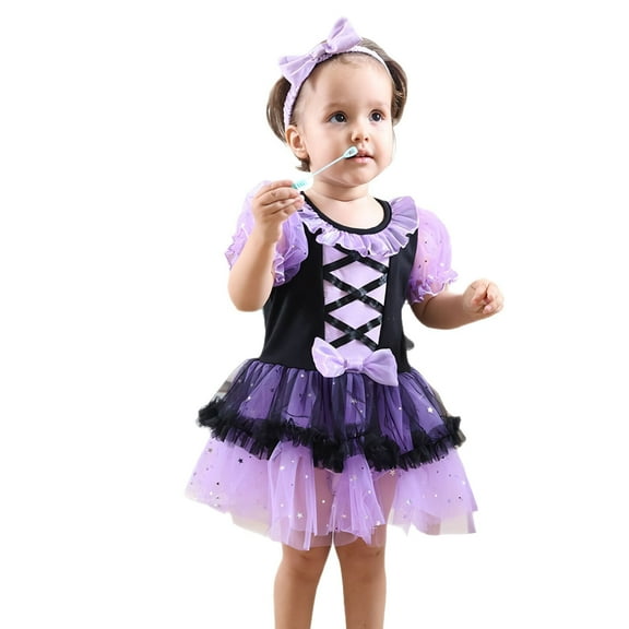 Baby Girls Snow Flowere Princess Romper w/Headband Halloween Birthday Outfits for 9-12M