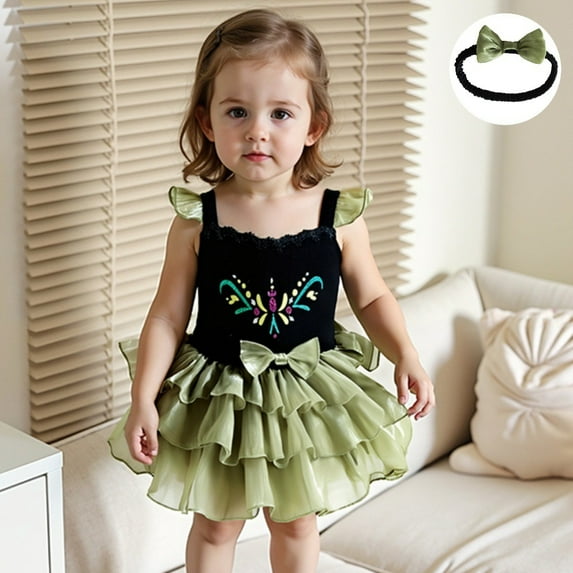 Baby Girls Snow Flowere Princess Romper w/Headband Halloween Birthday Outfits for 9-12M