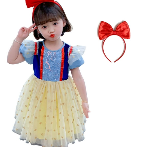 Baby Girls Princess Dress w/Headband Female Christmas Fancy Tulle Skirt Outfit, Toddler 2T-6