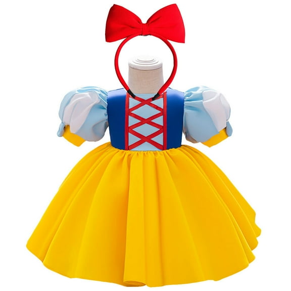 Baby Girls Snow Princess Dress w/Headband Female Halloween Birthday Outfits Toddler 6-9M